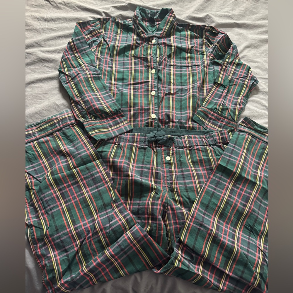 JCrew Green Plaid Pajamas Set